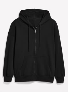 Oversized Full-Zip Hoodie for Women | Old Navy Basic Jackets For Women, Sweater Zip Up, Hoodie Zip Up, Hoodies Zip Up, Black Zip Up, Black Zip Up Hoodie Outfit, Oversized Black Jacket, Black Jacket Women, Black Zip Up Sweater