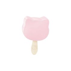 a pink gummy bear popsicle on a white background