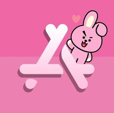 the letter z is pink and has a cartoon bunny on it