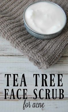 Tea Tree Facial Scrub - The Pistachio Project Tea Tree Facial Scrub, Baking Soda Facial, Face Scrub For Acne, Acne Scrub, Facial Recipe, Diy Tea, Natural Beauty Recipes, Face Scrub Homemade, Diy Skin Care Recipes