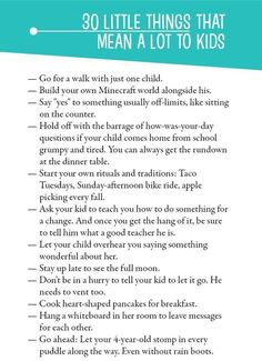 a poem with the words 30 little things that mean a lot to kids on it