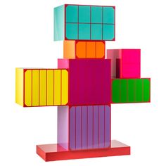 a colorful sculpture made out of different colored blocks