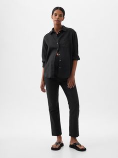 Maternity Full Panel Linen-Cotton Pants | Gap Gap Cotton Everyday Pants, Gap Tapered Leg Everyday Pants, Gap Tapered Leg Bottoms For Everyday, Gap Tapered Leg Pants For Everyday, Gap Everyday Straight Leg Pants, Everyday Cotton Gap Pants, Everyday Cotton Pants By Gap, Gap Cotton Bottoms With Straight Hem, Gap Cotton Bottoms With Hip Pockets