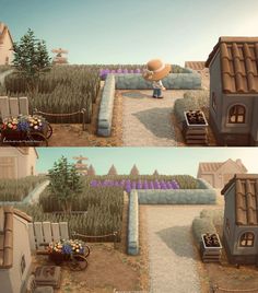 two screens show the same scene as they appear to be in an animated game,