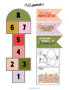 an image of a number puzzle game with numbers on it and the words, let's play hopscotch