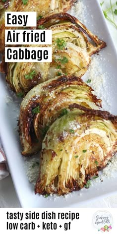 an easy air fried cabbage recipe with low carb and keto - gly