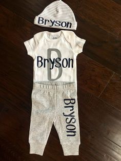 Baby Boy Outfit Outfit includes personalized Onesie, pants, and hat  Please provide name and colors in the personalization box above Color Names Baby, Cool Baby Girl Names, Hipster Baby Names, Onesie Outfit, Modern Baby Names, Grandma Chic, Grandma Names