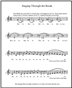 sheet music with the words sing through the break