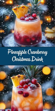 This Pineapple Cranberry Christmas Drink is a refreshing and vibrant holiday beverage bursting with fruity flavors. Perfect for parties, this drink can be served as a mocktail or spiced up as a cocktail. The festive red hue and garnishes make it a beautiful addition to your holiday table. Cranberry Pineapple Mocktail, Pineapple Cranberry Christmas Drink, Pineapple Cranberry Cocktail, Cranberry Christmas, Christmas Drink, Yummy Alcoholic Drinks, Quick Bite, Fall Drinks, Drinks Alcohol Recipes