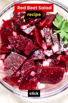 red beet salad recipe in a glass bowl