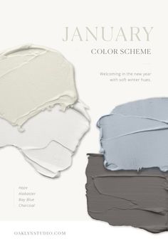 the color scheme for january is white, blue and gray with some brown on it