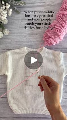 someone using yarn to make a t - shirt with the words, when your tiny little business goes virtual, watch you stitch daisies for a living