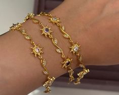 Rapunzel Sun Bracelet, Purple Zircon Princess Rapunzel Inspired Sun Bracelet, Personalized Jewelry - Etsy Cute Gold Accessories, Best Jewelry Brands, 70s Bracelets, Cute Gold Bracelets, Classy Gold Jewelry, Dainty Bracelet Stack, Jewelry Inspo Silver, Dainty Jewelry Gold, Gold Jewelry Women