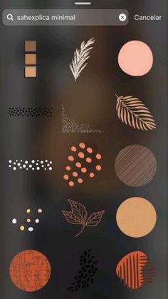 an iphone screen with different types of leaves and dots on the bottom right hand corner