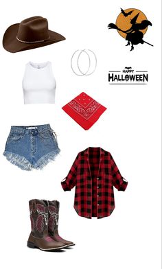 Diy Halloween costume inspo Halloween Costume Jean Skirt, Cute Cowgirls For Halloween, Simple Cowgirl Outfits Halloween, Diy Country Outfits, Cowboy And Indian Halloween Costume, Western Costume Women Diy, Last Minute Cowgirl Costume, Cowgirl Costumes For Women, Reverse Cowgirl Costume Uno Card