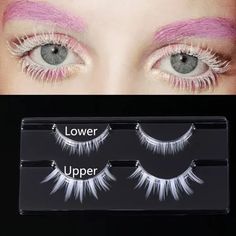 2 Pairs Upper &Lower False Eyelashes Halloween Party Cosplay Natural Eyelashes Extension Soft Wispy Lash Makeup Tools 4.44*2.16*0.55in Kawaii Makeup Products, White Eyelashes, Anime Cosplay Makeup, Gene False, Natural Eyelash Extensions, Kawaii Makeup, False Eyelash Extensions, Faux Lashes, Lashes False