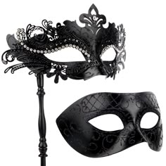 PRICES MAY VARY. Masquerade Mask for Couple, Mardi Gras Deecorations Venetian Masks with Stick for Womens(Black) His And Hers Masquerade Masks, Gothic Masquerade Mask, Black Masks Masquerade, Black Masquerade Mask Aesthetic, Black Masquerade Dress, Black Mask Masquerade, Masquerade Mask Aesthetic, Masquerade Mask Ideas, Masks Aesthetic