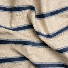 a blue and white striped fabric