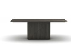 a black table with a wooden top on an isolated white background in the shape of a rectangle