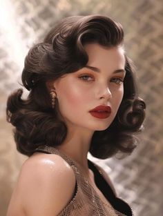 Vintage Womens Haircuts, Gatsby Hair Medium Length, 20s Curly Hairstyles, Vintage Elegant Hairstyles, Classy Wavy Hairstyles, Vintage Medium Hairstyles, Casino Royale Hairstyles, Old Hollywood Haircut, Black Vintage Hairstyles