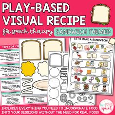 Want to incorporate food into your speech therapy sessions, but can't use real food with your students? Have food toys you would love to use more often, but struggle with using them effectively? This Sandwich Themed Play-Based Visual Recipe for speech therapy is your answer! This INTERACTIVE and COMPREHENSIVE resource gives you everything you need to use food in your speech sessions WITHOUT the need for real food! “I love that you can just print/laminate this and then can whip it out whenever. It's so practical and I don't have to worry about getting to the store for real ingredients if I'm really busy! Love this for pretend play!!!” -Gianna G. INCLUDED IN THIS RESOURCE: Play-Based Therapy Information & Tips for Communication Visual Recipe with Step-by-Step Directions Comprehension Questio Kids Speech Therapy, Speech Therapy Themes, Speech Therapy Room, Speech Therapy Tools, Slp Materials, Visual Recipes, Slp Resources, Speech Path, Yes Or No Questions