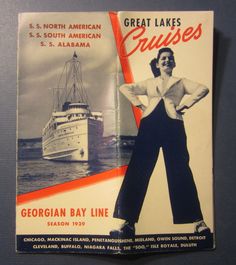 an old poster advertises the great lakes cruises