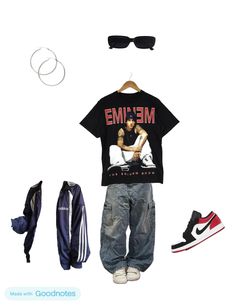 2pac Outfits Ideas, Slim Shady Outfit Ideas, Asap Rocky Inspired Outfits, Rappers Aesthetic Outfits, 2pac Clothes, Eminem Concert Outfit, Eminem Aesthetic Outfit, Eminem Outfits Girl, Eminem Style Girl