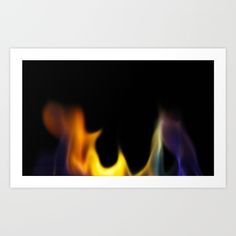 blurry photograph of fire flames on black background art print by artist and photographer laura lee