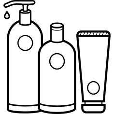 two bottles with soap and lotion on the side, one in black and white