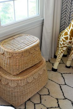 Pre Order: Scallop Edge Rattan Basket French Modern Bedroom, Cottage Core Home, Nursery Hamper, Nursery Baskets, Minimal Bedroom, Bamboo Decor, Organize Your Home, Toy Basket, Scallop Edge