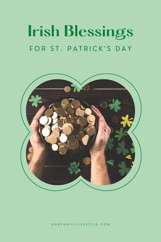 the irish blessing for st patrick's day with shamrocks and coins on it