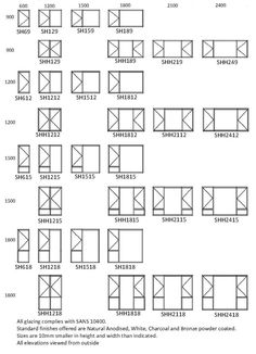 the diagram shows different types of windows and doors with measurements for each window, which are labeled