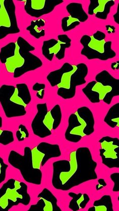 a pink and black leopard print pattern with neon green spots on the bottom half of it