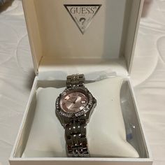 Brand New Guess Watch Silver Diamond Watch With Subdials, Silver Metal Diamond Analog Watch, Silver Metal Analog Diamond Watch, Silver Metal Diamond Watch Analog, Guess Watches Women, Rolex Watch Price, Guess Women Watches, Guess Watches, Apple Watch Bands Sports