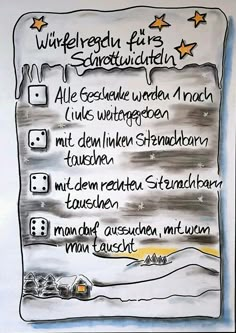 a drawing with words written in german and english on the bottom right side of it