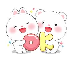 two cute cartoon bears holding the letter k