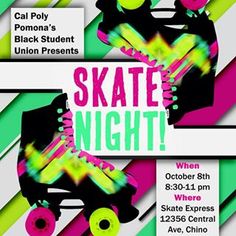 a skate night flyer with neon colors