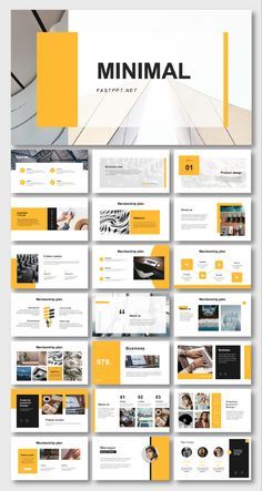 the minimal powerpoint presentation is displayed in yellow and gray colors, with an image of a