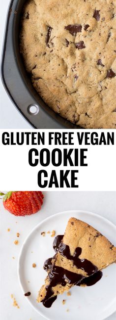 gluten free vegan cookie cake on a plate