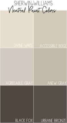 the color scheme for sherylin williams's neutral paint colors, including white, gray