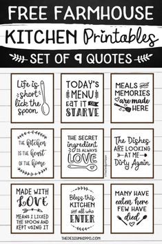 the free farmhouse kitchen printables set of 4 quotes