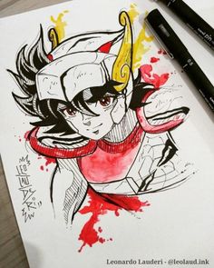 a drawing of an anime character on paper