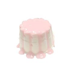 a pink and white cake on a white background