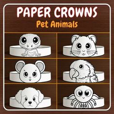 paper crowns for pet animals with different faces