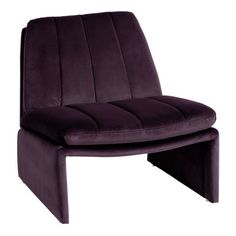 a purple chair sitting on top of a white floor