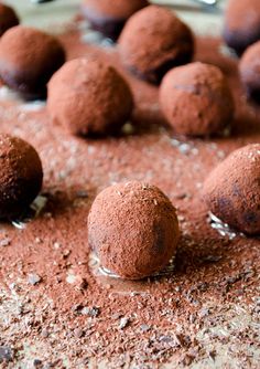 chocolate truffles sitting on top of a table