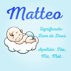 a baby sleeping on top of a cloud with the words mateo written in spanish