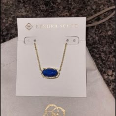 Brand New With Tags Kendra Scott Necklace. Kendra Scott Necklace Sapphire, Kinda Scott Necklace, Kendra Necklace, Blue Kendra Scott, Preppy Necklaces, Rose Gold Chain Necklace, Howlite Necklace, Kendra Scott Elisa, Preppy Jewelry