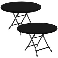 two black folding tables sitting next to each other