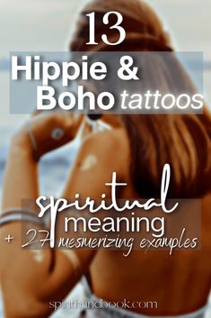 the back of a woman's head with text overlay that reads 13 hippie and boho tattoos